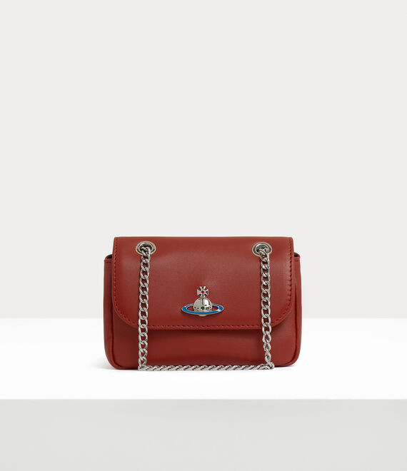 Vivienne Westwood Nappa Small Purse With Chain in RED/SILVER